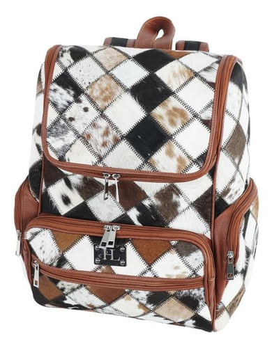 Lp-facon Mochila Cuero Vaca Con Patchwork Marrón Occidental