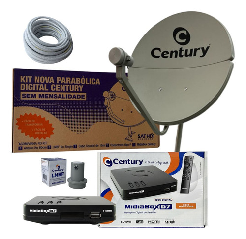 Kit Antena Parabólica Century Midiabox B7 60cm 2 Portas