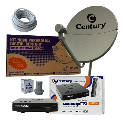 comprar Kit Antena Parabólica Century Midiabox B7 60cm 2 Portas