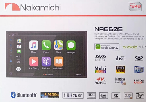Estereo 2 Din . Nakamichi. Na-6605. Android Auto. .cd. Color Negro