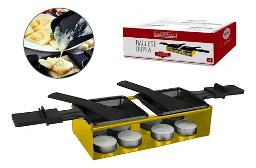 Racleteira Grill Derrete Queijo Chocolate  Com Fogareiro Amarelo