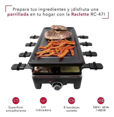Rca Parrilla Raclette Antiadherente Rc-47 Color Negro