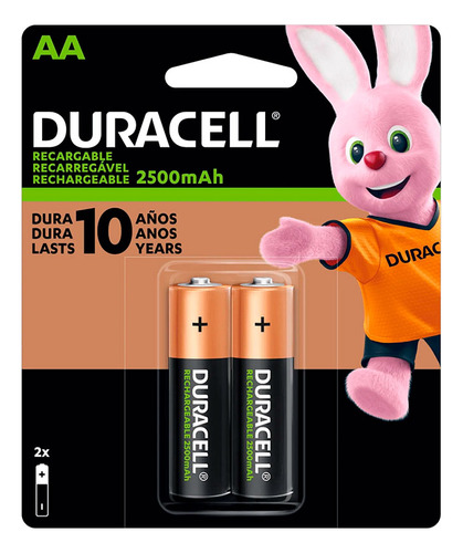 Pilha Recarregável Duracell Aa 2500 Mah C/ 2 Unidades