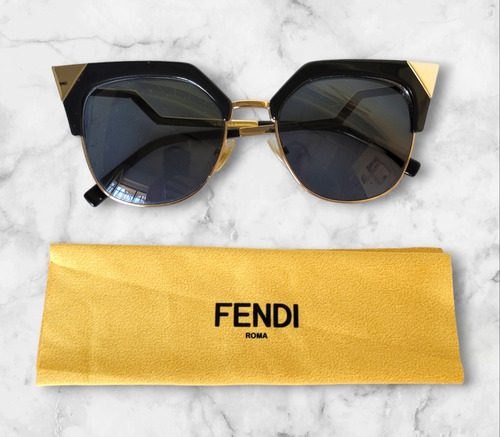 Gafas De Sol Fendi Iridia Cat Eyes Gold. Anteojos Premium