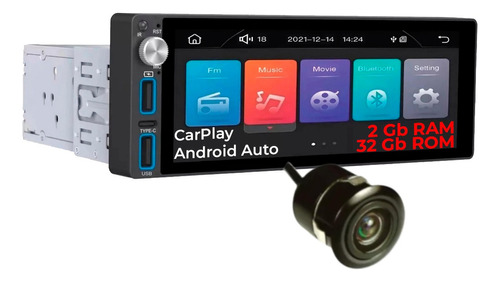 Radio Carro Aiwa Android 2+32gb  Pant Tactil 6.85  1 Din Car