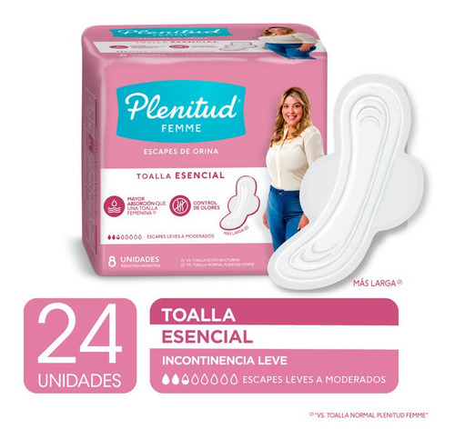 Plenitud Femme Toalla Esencial 8 Unidades Pack X 3