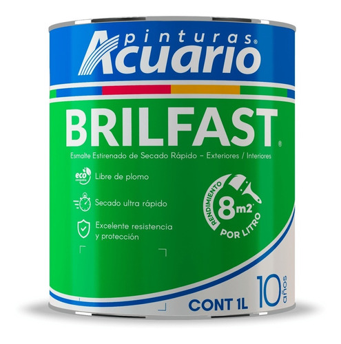 Pintura Esmalte Bril Fast Rojo Óxido 1lt Acuario Eb60410