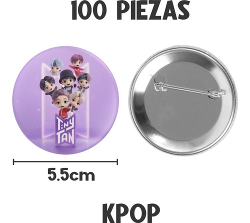 100 Broches Pin Boton Brillante Accesorio Kpop Mayoreo Bts