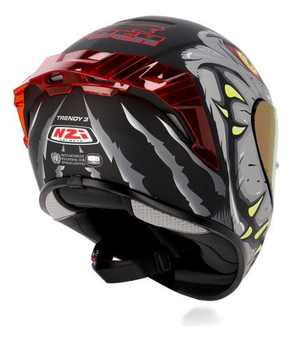 Casco Moto Pista Nzi Trendy Combo Dos Visores En Color Raptor Negro Gris Rojo Mate Diseño Colores Tamaño Del Casco Xxl