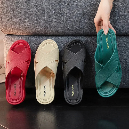Sandalias De Tacón De Cuña Para Mujer, Zapatillas De Playa A