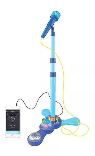 Microfono Infantil Karaoke Luces Conexion Mp3 Celular Love Celeste Explorer Fan