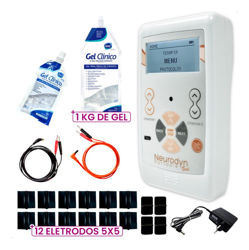 Aparelho Estimulados Neuromuscular Com 16 Eletrodos E Gel