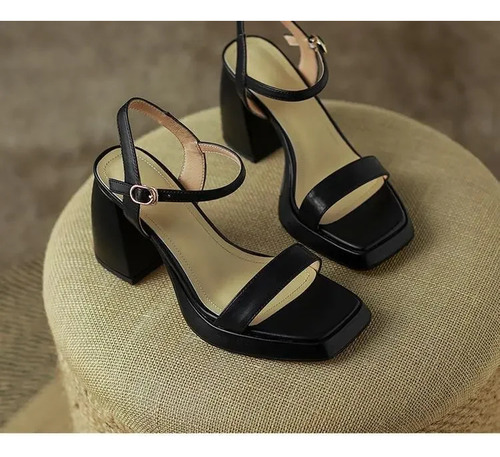 Sandalias De Tacón Alto De Mujer De Tacón Grueso Estilo Core