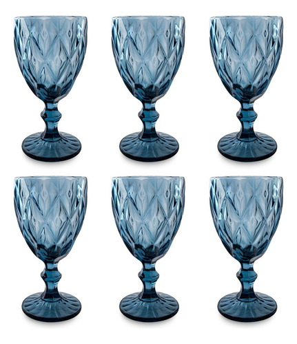 Set X6 Copas De Vidrio Modelo Kattegat 300 Ml Cc Color Azul