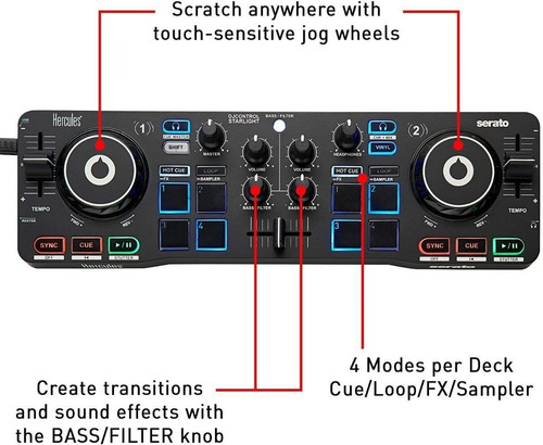 Controlador DJ Hercules DJControl Starlight negro de 2 canales