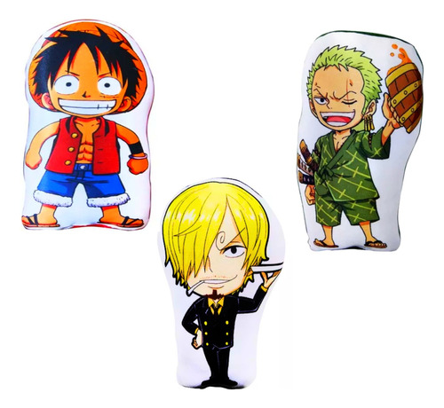 Mini Cojin Trio Monstruos One Piece Luffy, Zoro Y Sanji