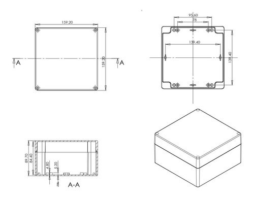 Imagen 5 de 6 de Caja Plástico Exterior Ip65 160x160x90mm Cierre Tornillo