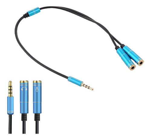 Cable Adaptador 2 A 1 Jack 3.5 Audio Microfono Auricular Ps4 Color Celeste