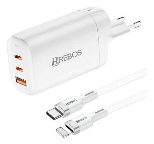 Carregador Turbo 65w Cabo De Dados Lightning Branco Full