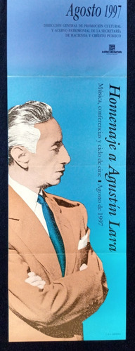 Cartelera (poster) Programación Homenaje Agustín Lara (1997) (Usado)