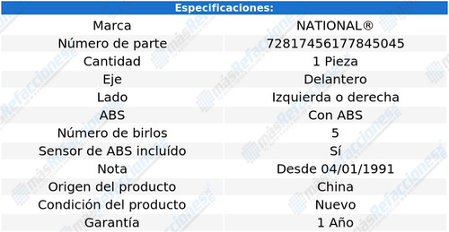Maza Del Izquierda O Derecha Con Abs 535i 91 Al 93 National
