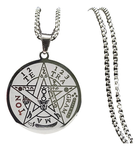 Collar Medalla Tetragramaton Pentagrama Dije Pentáculo Salomon Colgante Cinco Puntas Protección Amuleto Energía Luz Y Sabiduria En Acero Inoxidable