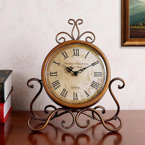 Reloj De Mesa Silencioso Con Pilas Vintage Retro Hierro Orna