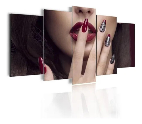 Quadro Mosaico 105x60cm Mod1236 Unhas Vermelho Vinho 5pçs