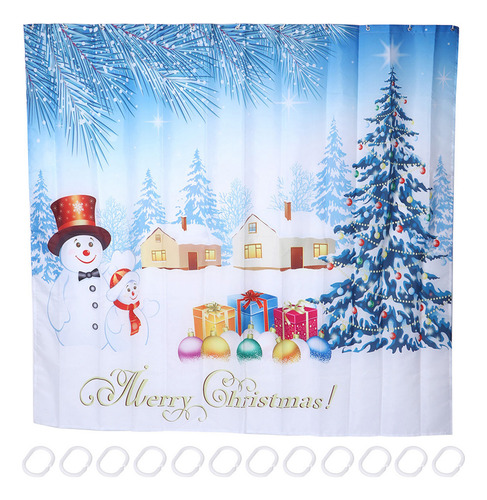 Cortina De Ducha Impermeable Con Estampado Navideño De 200 X