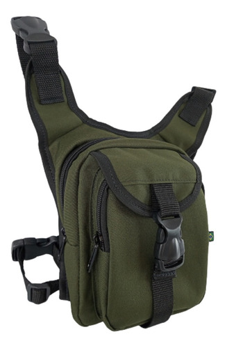 Pochete Bag De Perna Motoboy Camping Pescaria Masculina Cor Verde-musgo Desenho do tecido Liso