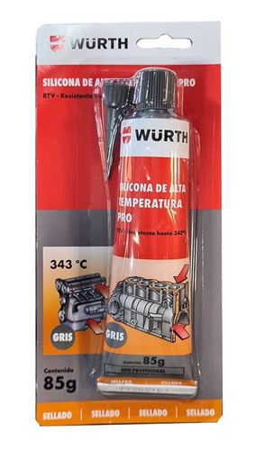 Silicona Wurth De Alta Temperatura Pro 85 Gr Gris