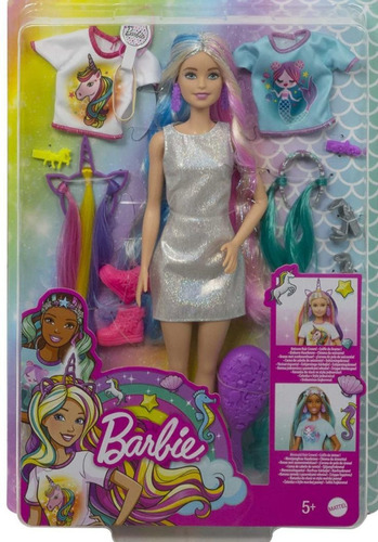 Barbie Cabellos De Fantasía Con Dos Coronas Decoradas 