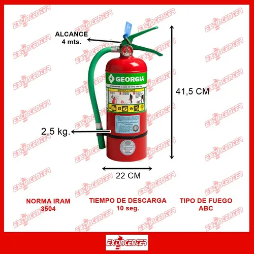 Matafuegos Georgia Hfc 236 Fuegos Abc 2,5 Kg Agente Limpio