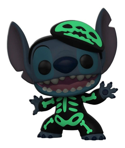 Versão Funko Pop Skeleto Stitch 1234. Edição especial Chase/Glow Disney Lilo & Stitch