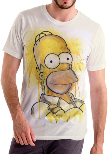 Playera Hombre Artístico Homero Simpson Efecto Acuarela