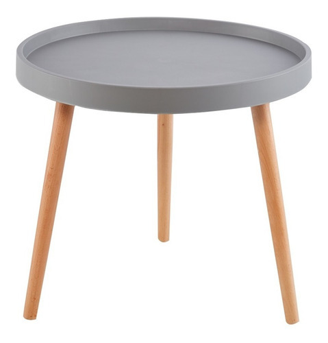 Mesa De Centro Begônia Circular De Madera 56cm Gris