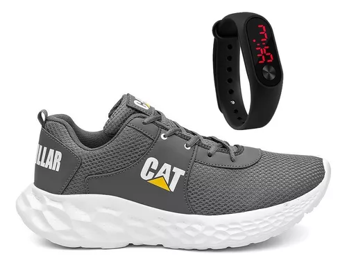 Tenis Bota Caterpillar Cat Super Leve Cor Cinza + Relogio