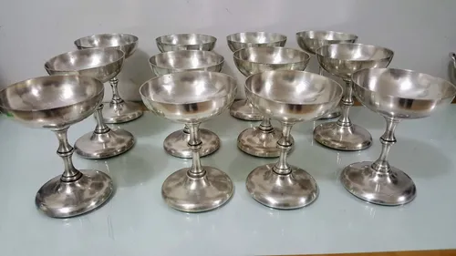 comprar Copas Metal Blanco Antigua Orfebre Argento Besozzi Años 20'