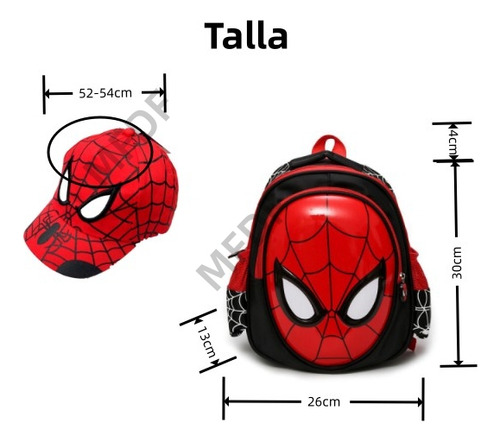 Mochila Preescolar Spider Man 3d Dibujos Animados+sombrero Color Rojo Mfdf
