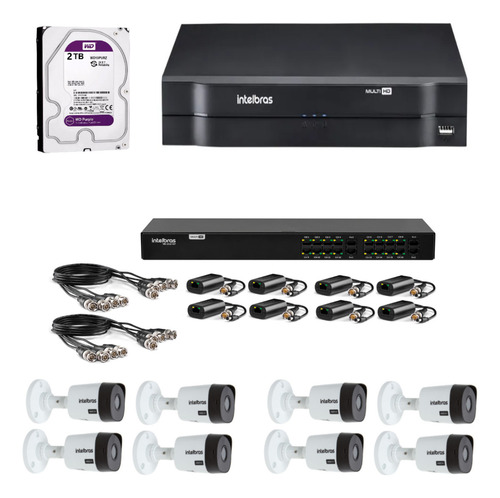Kit Cftv Dvr Mhdx 1308 2 Tb 8 Câmeras Vhd 1230 B Intelbras