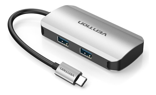 Hub Multipuerto Usb C A Usb 3.0 X 4 + Carga Pc Mac Vention