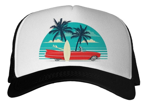 Gorra Auto Playa Tabla Palmeras Beach