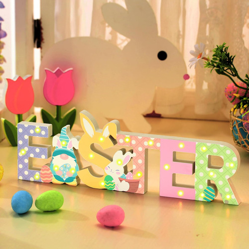 Letrero Led De Madera Para Mesa De Pascua