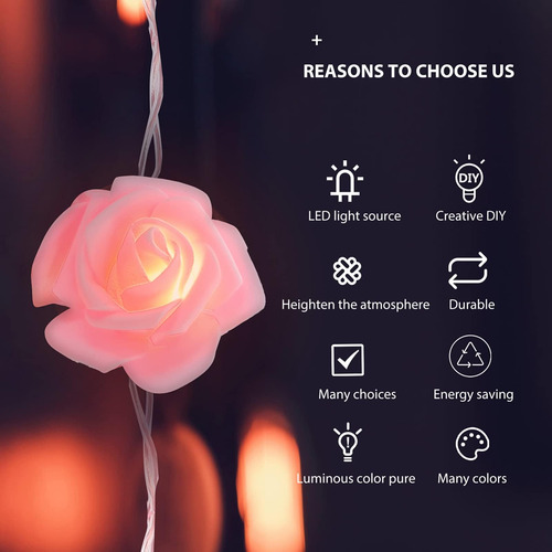 Vosarea 3 Metros Led Led Led Rose Lughtes Usb Luces De Luces