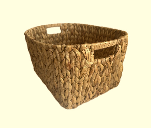 Caja Almacenadora Mimbre Jacinto Rectangular Artesanal 37 Cm