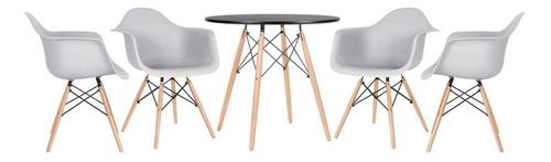 Kit - Mesa Eames 80 Cm + 4 Cadeiras Eiffel Daw Cor Mesa preto com cadeiras cinza claro