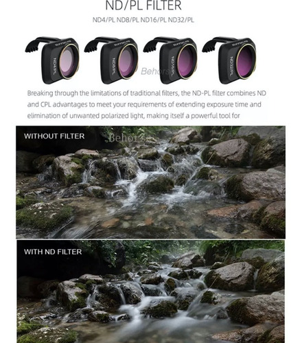 Imagen 6 de 9 de Dji Mavic Mini, Mini 2, Set De 4 Filtros Ndpl 4, 8, 16, 32