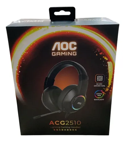 Headset Gamer AOC ACG2510 USB com LED, Driver 50mm e Microfone