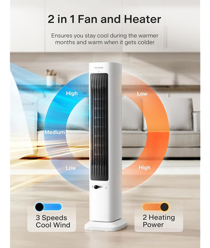 Ventilador Y Calefactor De Torre Pelonis Con Control Remoto Blanco