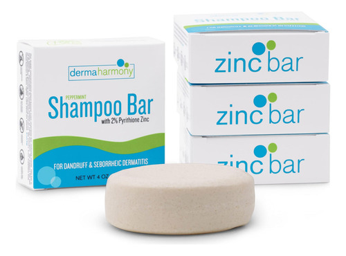 Barra De Shampoo Dermaharmony 2% Zinc Para Caspa E Hortelã